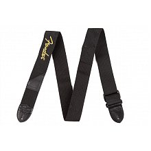 Ремень для гитары FENDER BLACK STRAP/YELLOW LOGO