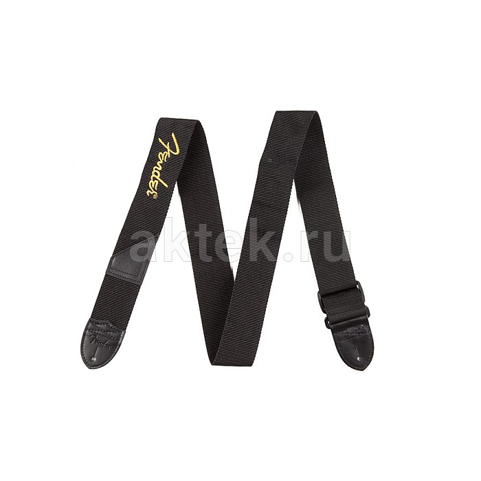 Ремень для гитары FENDER BLACK STRAP/YELLOW LOGO