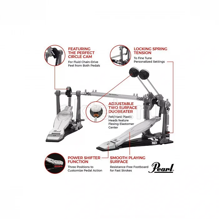 Pearl P-1032 Eliminator Solo двойная педаль бас-барабана, двойная цепь 3