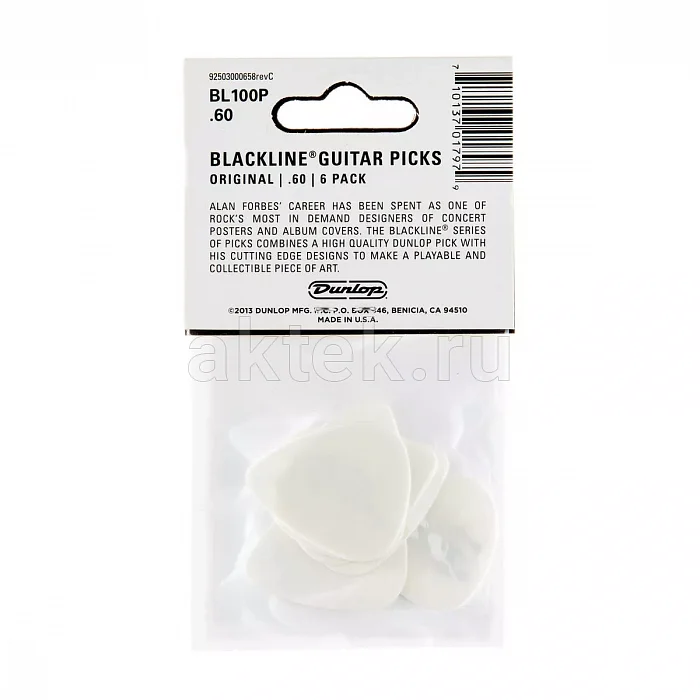 Dunlop BL100P060 Blackline Forbes S1 6Pack медиаторы, 0,6 мм 3