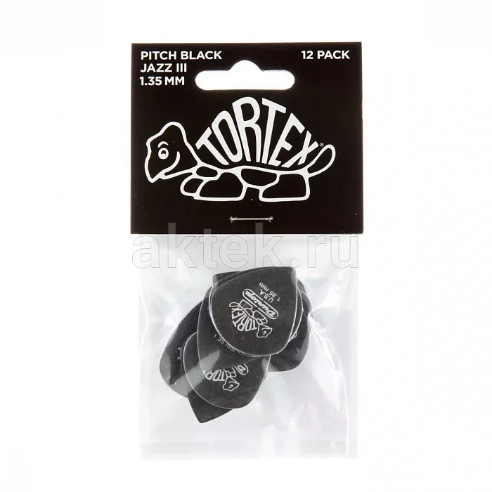 Dunlop 482P135 Tortex Pitch Black Jazz медиаторы, 1,35 мм 4