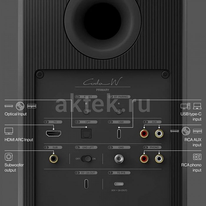 KEF CODA W Dark Titanium полочная акустика, Bluetooth, 200 Вт 6