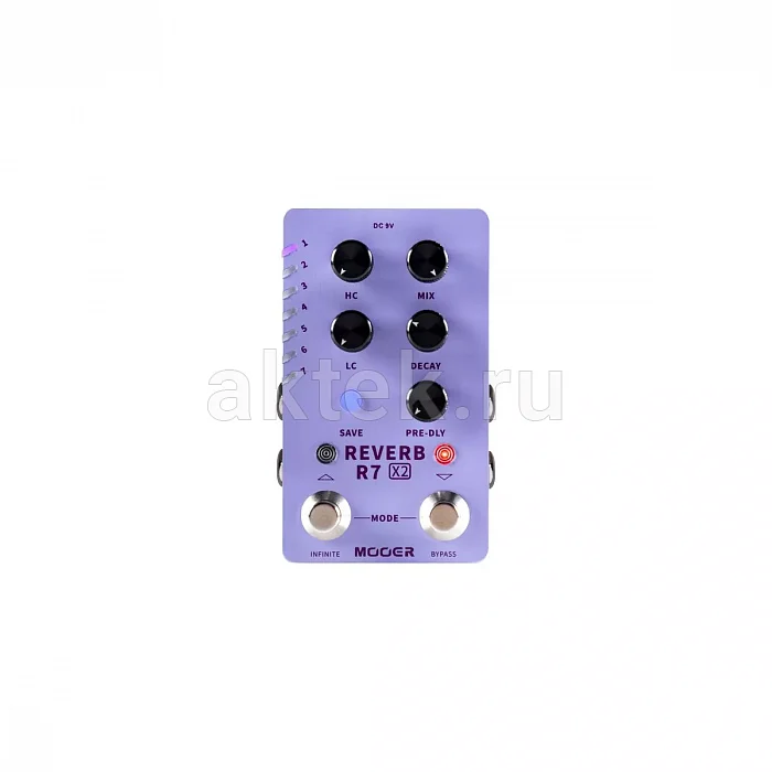 Mooer R7 Reverb X2 цифровой ревербератор, 14 алгоритмов, стерео, Infinite