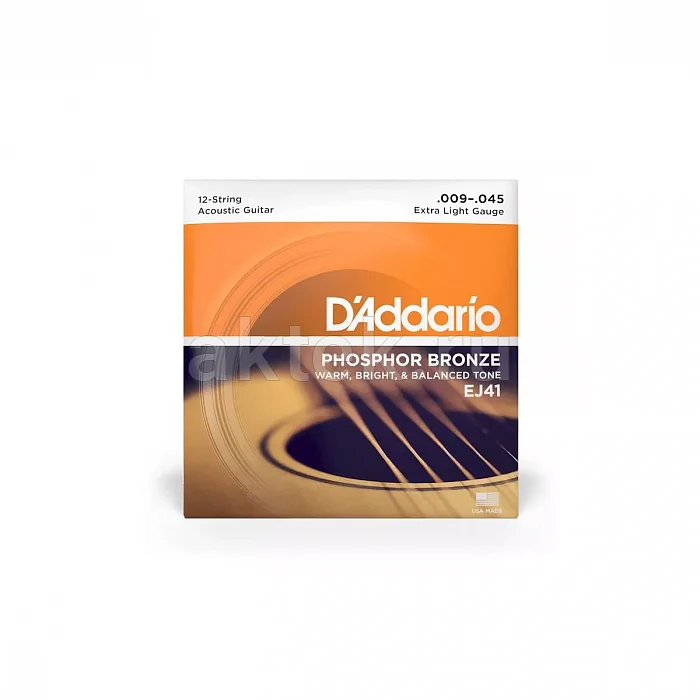 D'Addario EJ41 комплект струн двенадцатиструнной акустической гитары, 9–45
