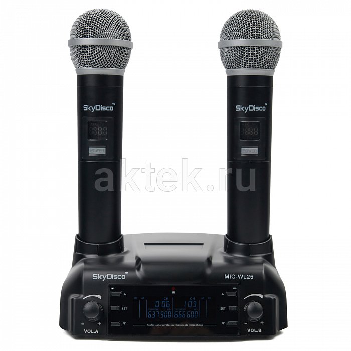 Двухканальная вокальная радиосистема SkyDisco MIC-WL25 с двумя ручными микрофонами