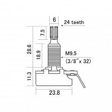 Hosco H-CTS-B500-L линейный гитарный потенциометр, 500 кОм 2 Hosco H-CTS-B500-L линейный гитарный потенциометр, 500 кОм 2