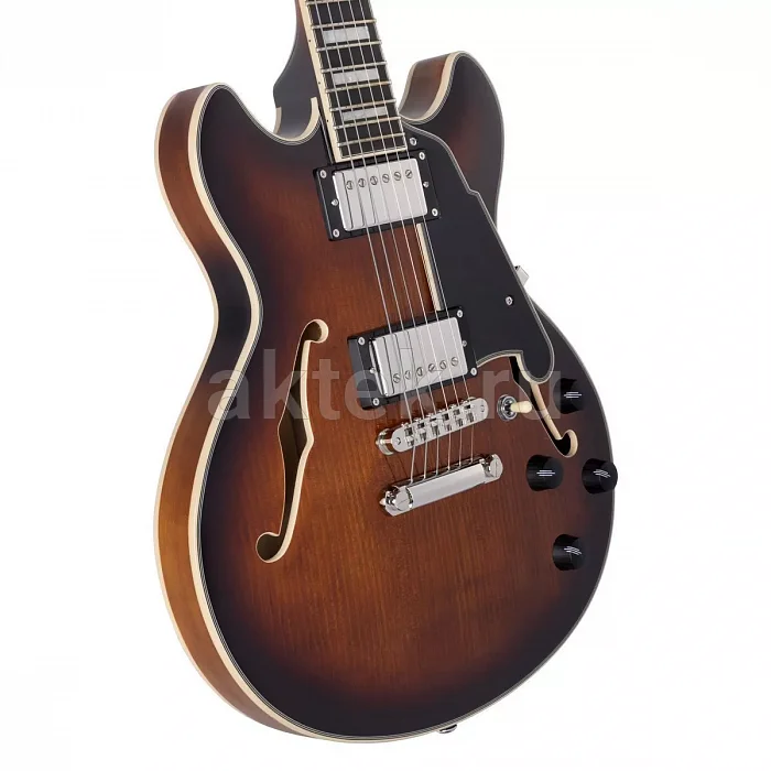 D'Angelico Premier Mini DC Brown Burst полуакустическая гитара, 22 лада 4