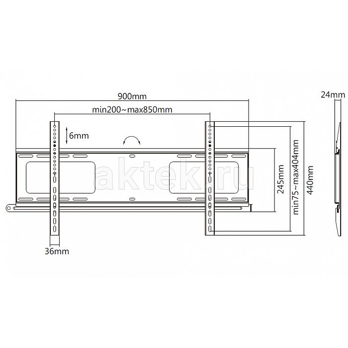 Exell EXi-H1284-AF Black кронштейн ТВ 43–90″ VESA 800×400 120кг 5