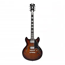 D'Angelico Premier Mini DC Brown Burst полуакустическая гитара, 22 лада