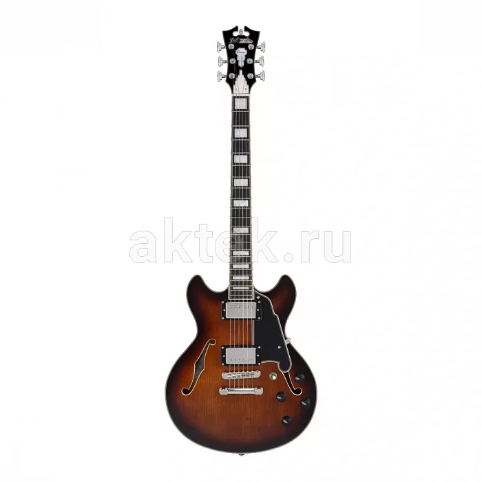 D'Angelico Premier Mini DC Brown Burst полуакустическая гитара, 22 лада
