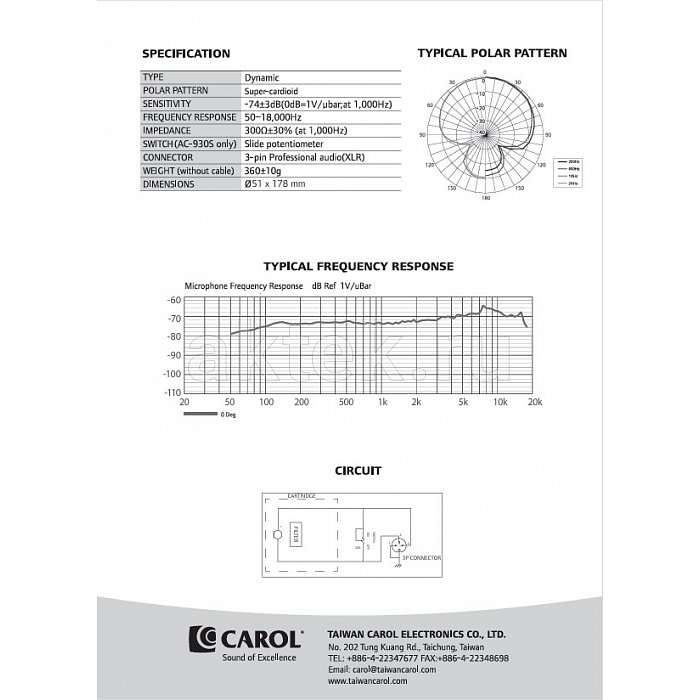 Carol Sigma Plus 1 Микрофон вокальный динамический суперкардиоидный 3