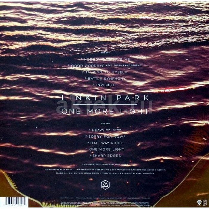 Виниловая пластинка LINKIN PARK - ONE MORE LIGHT 180 GRAM BLACK VINYL 12" 2