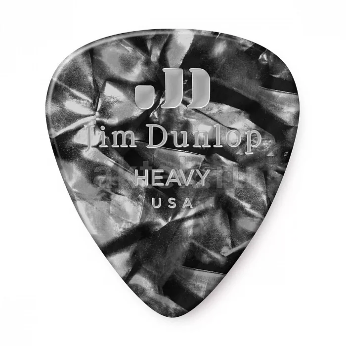 Dunlop 483P02HV Celluloid Black Pearloid Heavy медиаторы, целлулоид, 12 шт