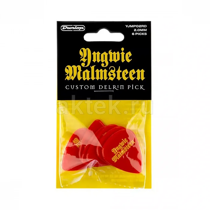 Dunlop YJMP02RD Yngwie Malmsteen 2.0mm 6Pack гитарные медиаторы, delrin 4