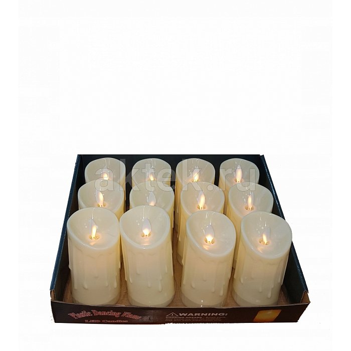 Набор светодиодных свечей 12 шт. LED Candle 5x7.5см слоновая кость