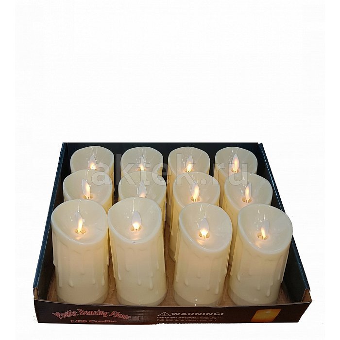 Набор светодиодных свечей 12 шт. LED Candle 5x9см слоновая кость