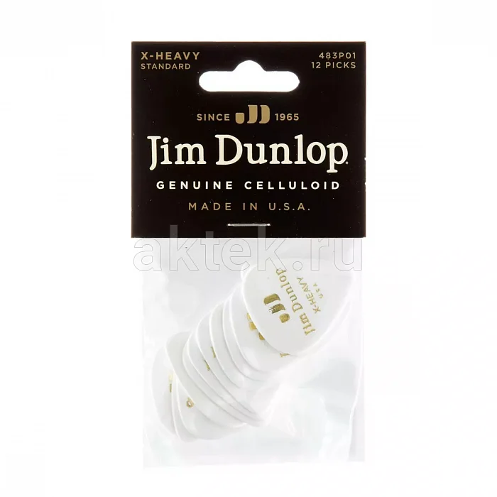 Dunlop 483P01XH Celluloid White Extra Heavy медиаторы, целлулоид, 12 шт 4