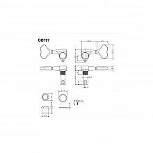 Gotoh GB-707-5-C-(L4+R1) басовые колки, схема 4+1 2