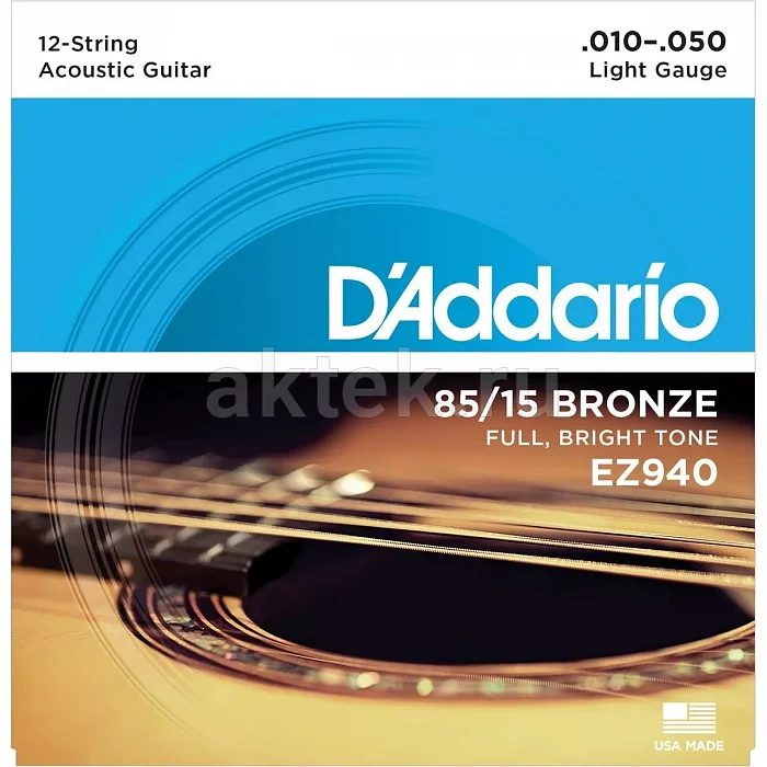 D'Addario EZ940 струны для двенадцатиструнной акустической гитары, 10-50