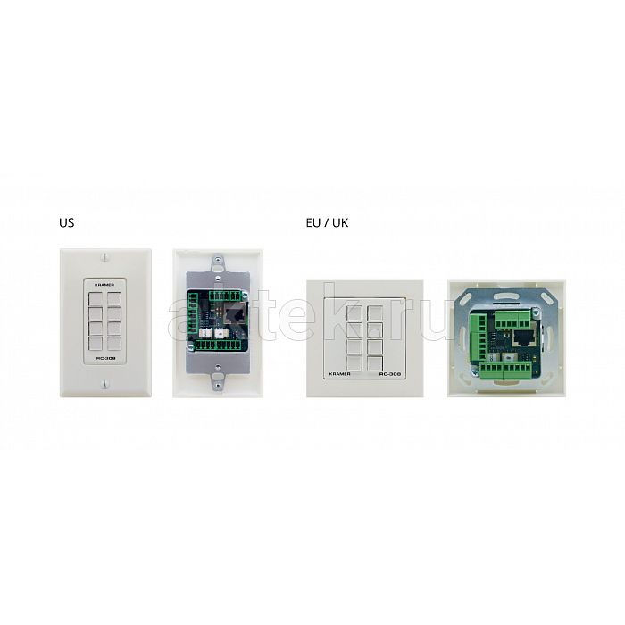 Kramer RC-308/US-D(W/B) Black/White панель управления, 8 кнопок, PoE