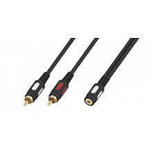 Кабель аудио Plastic Gold 3.5 stereo Jack "мама" - 2xRCA "папа" 0.3 м