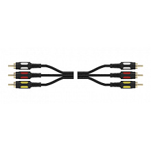 Кабель аудио видео Plastic Gold 3xRCA "папа" - 3xRCA "папа" 1.5 м D4 мм 2
