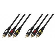 Кабель аудио видео Plastic Gold 3xRCA "папа" - 3xRCA "папа" 1.5 м D4 мм