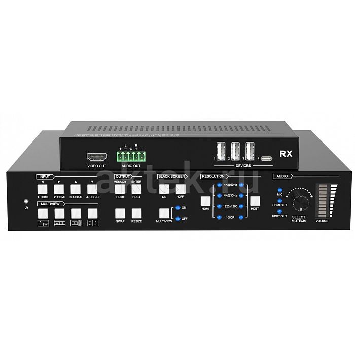 Digis SS-KVM42-2S коммутатор HDMI/USB-C/HDBaseT 4K60 100Вт с приёмником 5