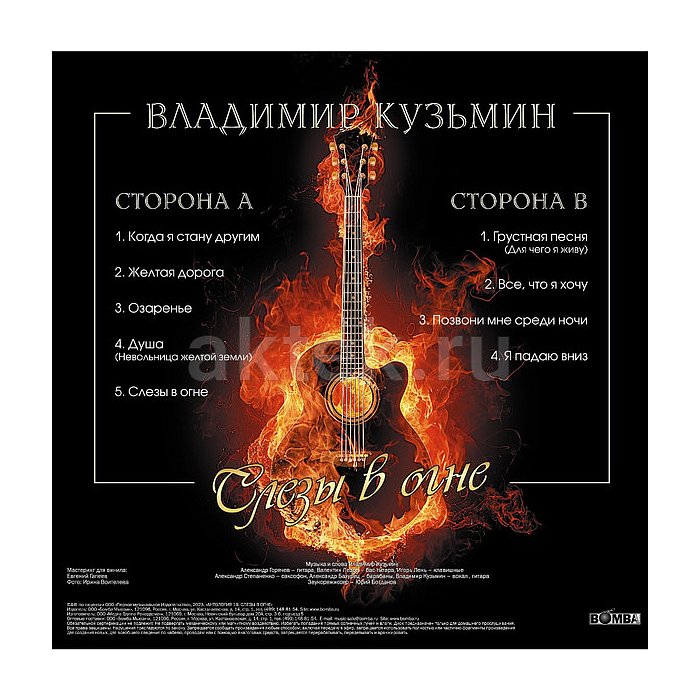 Виниловая пластинка ВЛАДИМИР КУЗЬМИН - СЛЕЗЫ В ОГНЕ BLACK VINYL 12" 2