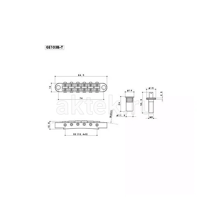 Gotoh GE103B-T-G гитарный бридж Tune-O-Matic 2