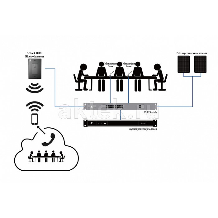 S-Track Ostrich BD 22 Настенный Bluetooth/Dante интерфейс 4