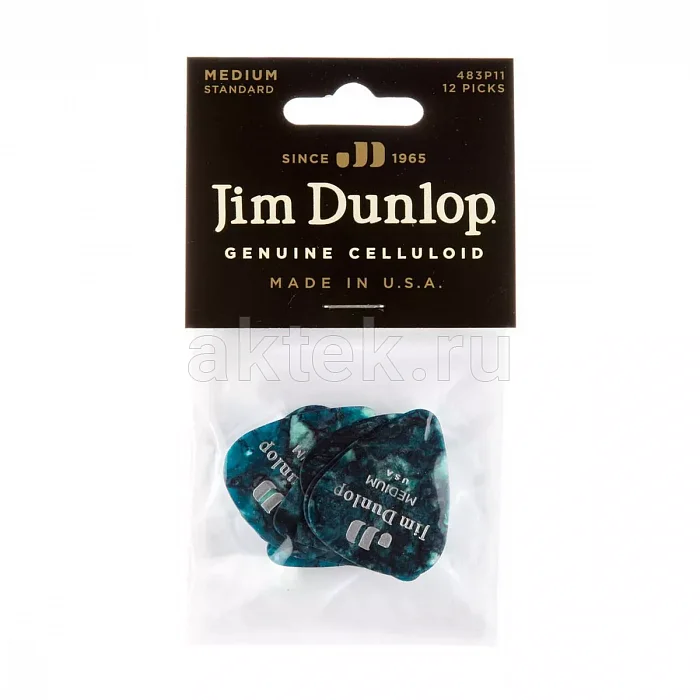 Dunlop 483P11MD Celluloid Turquoise Pearloid Medium медиаторы, целлулоид, 12 шт 4