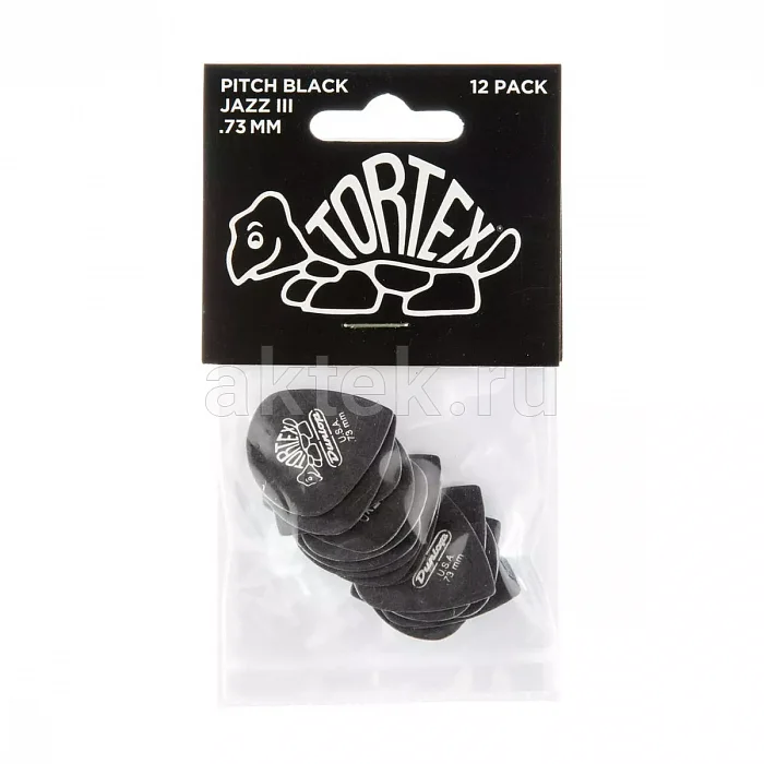 Dunlop 482P073 Tortex Pitch Black Jazz медиаторы, 0,73 мм 4