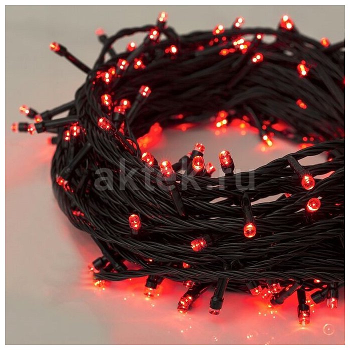Гирлянда нить (черный провод) NEON-NIGHT 100x3,7 Вт LED 10м красный