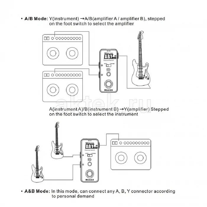 Mooer Micro ABY (MKII) педальный маршрутизатор A/B/Y 6