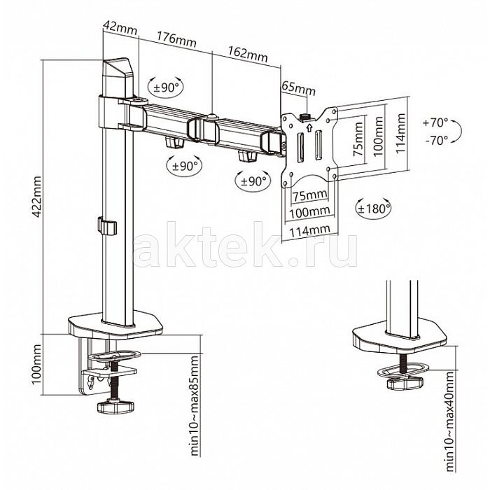 Exell EXi-MA41 Silver кронштейн 17–32″, VESA 100×100, 9 кг 2