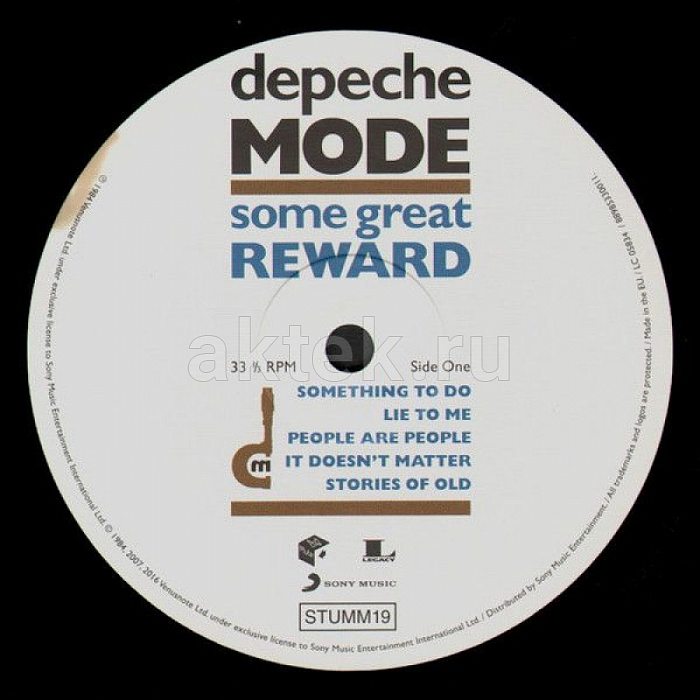 Виниловая пластинка DEPECHE MODE - SOME GREAT REWARD BLACK VINYL 12" 3
