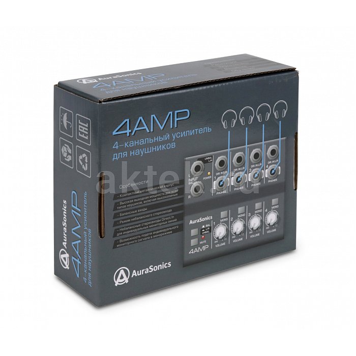 AuraSonics 4AMP усилитель для наушников 4-канальный, функция МОНО 3