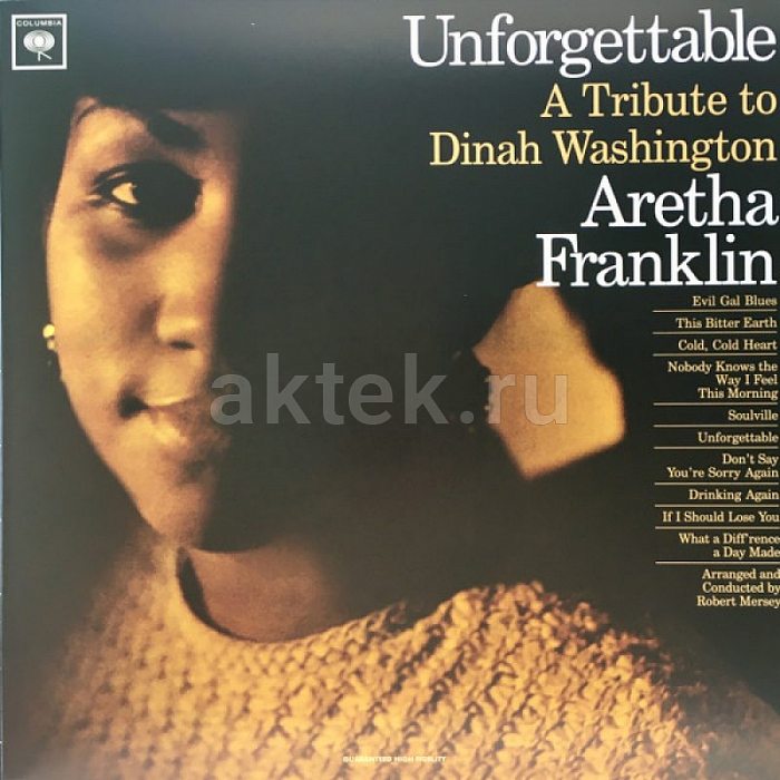 Виниловая пластинка ARETHA FRANKLIN - UNFORGETTABLE - TRIBUTE TO DINAH WASHINGTON BLACK VINYL 12"