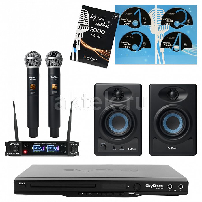 Домашний комплект караоке с микрофонами и акустикой SkyDisco Karaoke Home Set 2.0 Plus SM-3BT