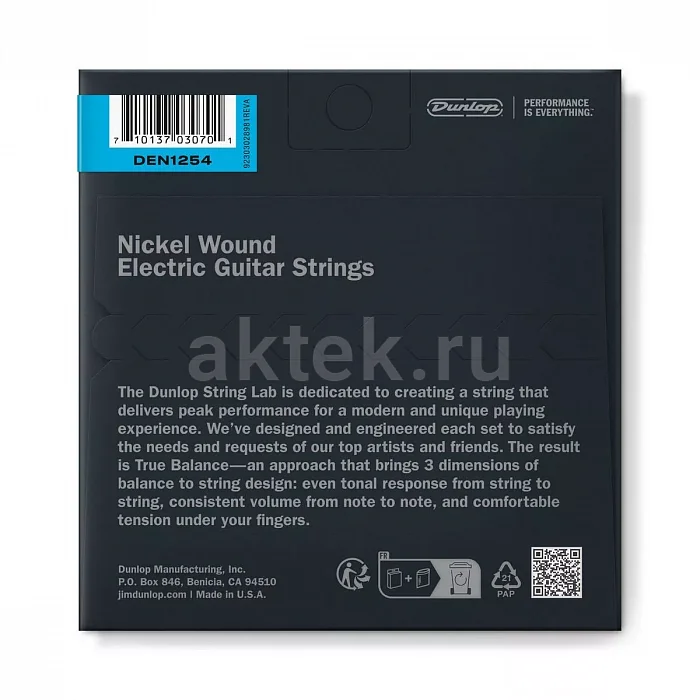 Dunlop DEN1254 Electric Guitar комплект струн, калибр 12-54 2
