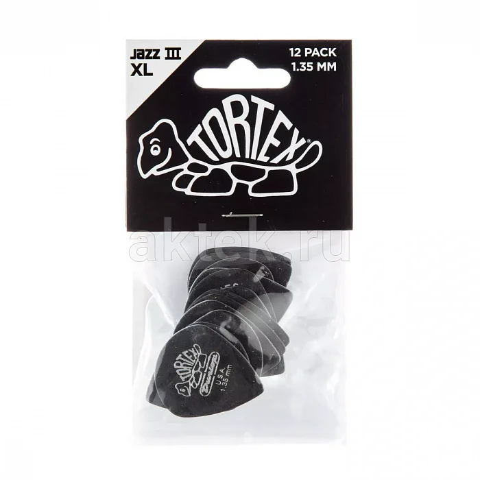 Dunlop 498P135 Tortex Jazz III XL медиаторы, 1,35 мм 4