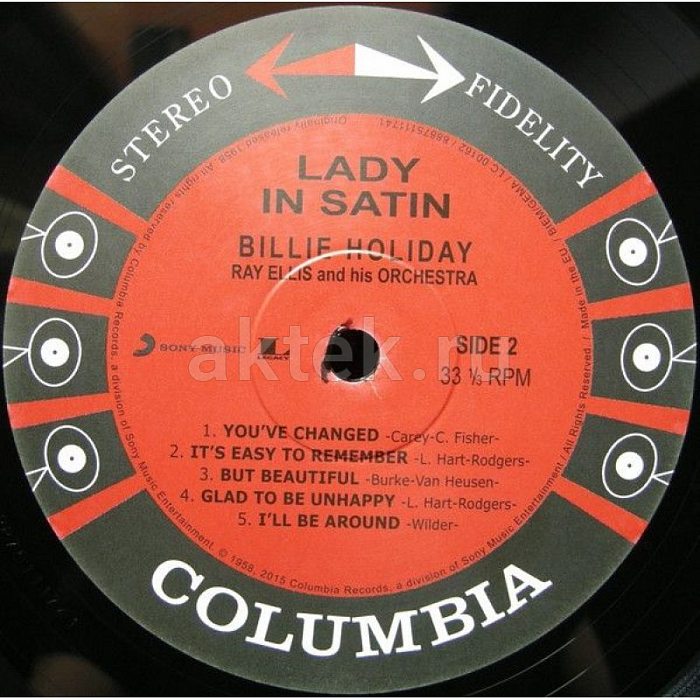 Виниловая пластинка BILLIE HOLIDAY - LADY IN SATIN 180 GRAM BLACK VINYL 12" 4