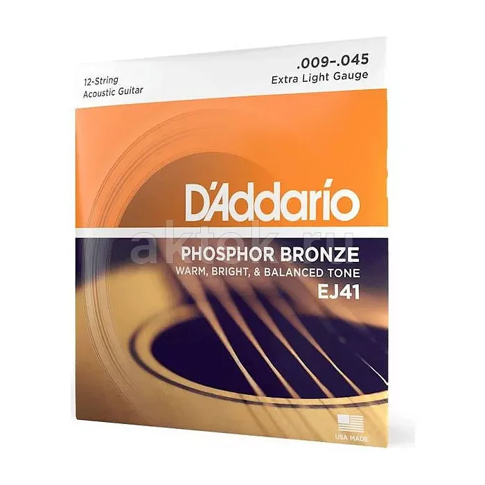 D'Addario EJ41 комплект струн двенадцатиструнной акустической гитары, 9–45 2