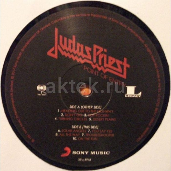 Виниловая пластинка JUDAS PRIEST - POINT OF ENTRY 180 GRAM BLACK VINYL 12" 4