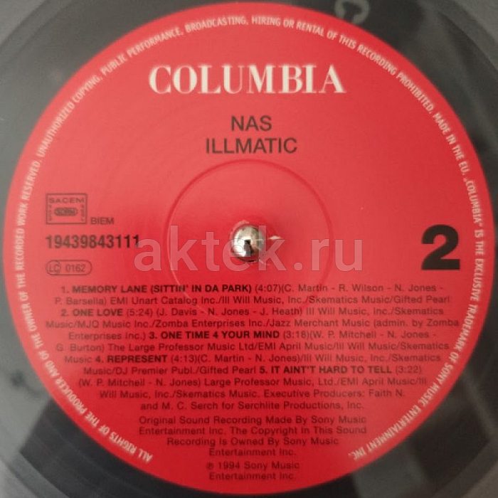 Виниловая пластинка NAS - ILLMATIC 180 GRAM CRYSTAL CLEAR VINYL 12" 4