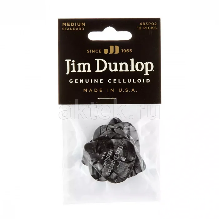 Dunlop 483P02MD Celluloid Black Pearloid Medium медиаторы, целлулоид, 12 шт 4
