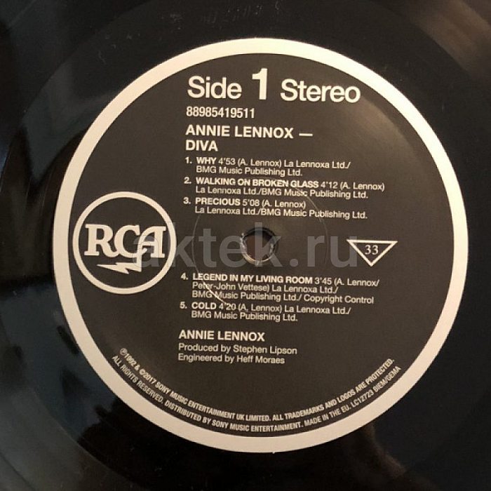 Виниловая пластинка ANNIE LENNOX - DIVA 180 GRAM BLACK 12" 3