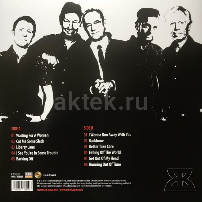 Виниловая пластинка STATUS QUO - BACKBONE BLACK VINYL 12" 2