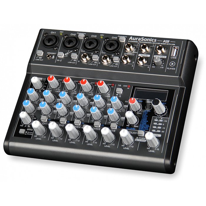 AuraSonics K8 компактный микшерный пульт 2 мик.+2 мик.моно/линейных